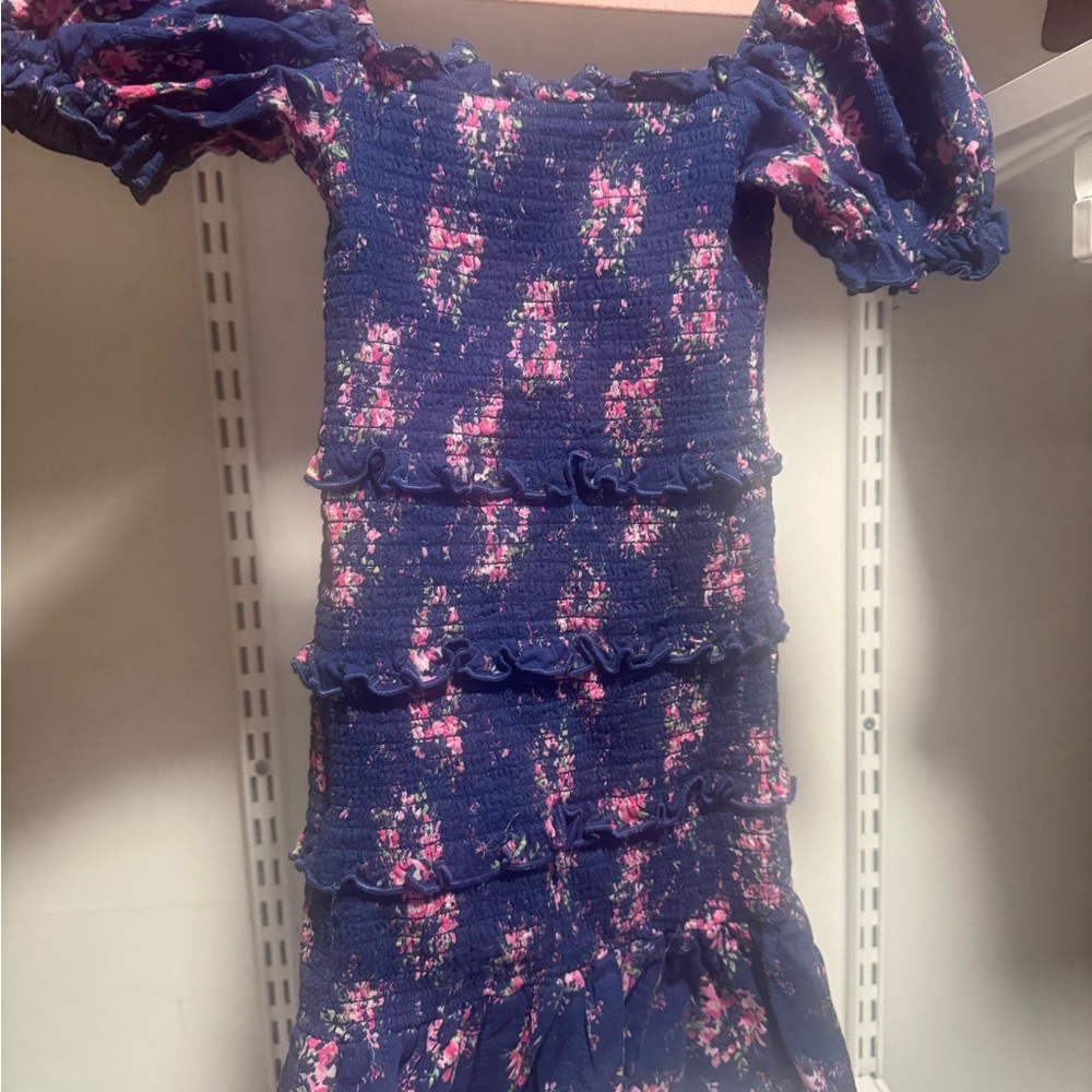 Floral Blue and Pink Kids Dress